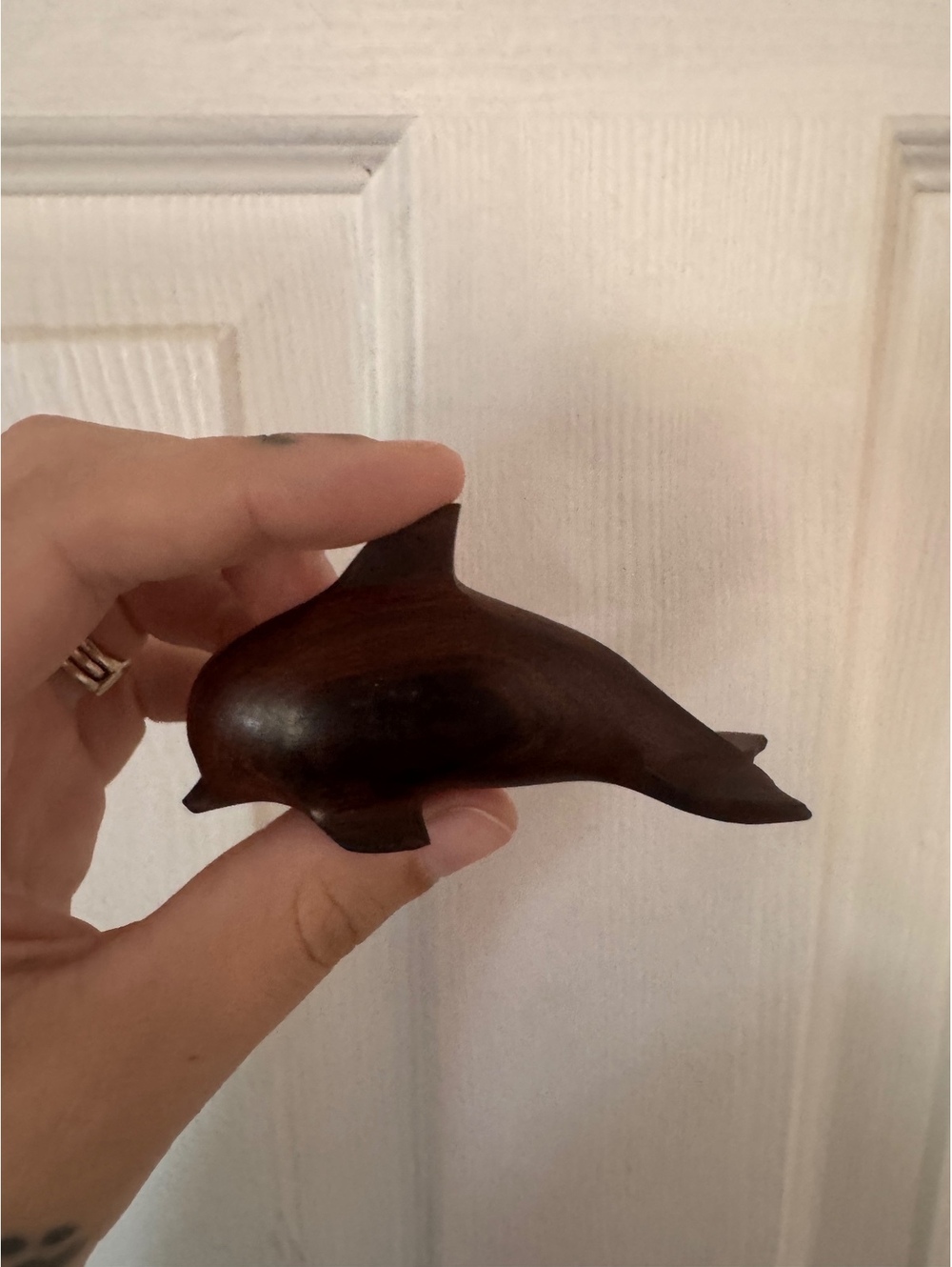 Hand Carved Wooden Dolphin Figurine
